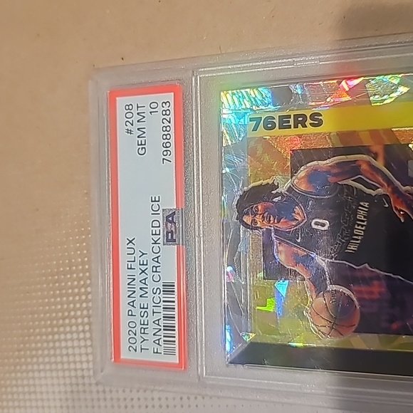 2020 Panini Flux Tyrese Maxey Fanatics Cracked Ice PSA 10 gem mint rookie - Picture 2 of 3